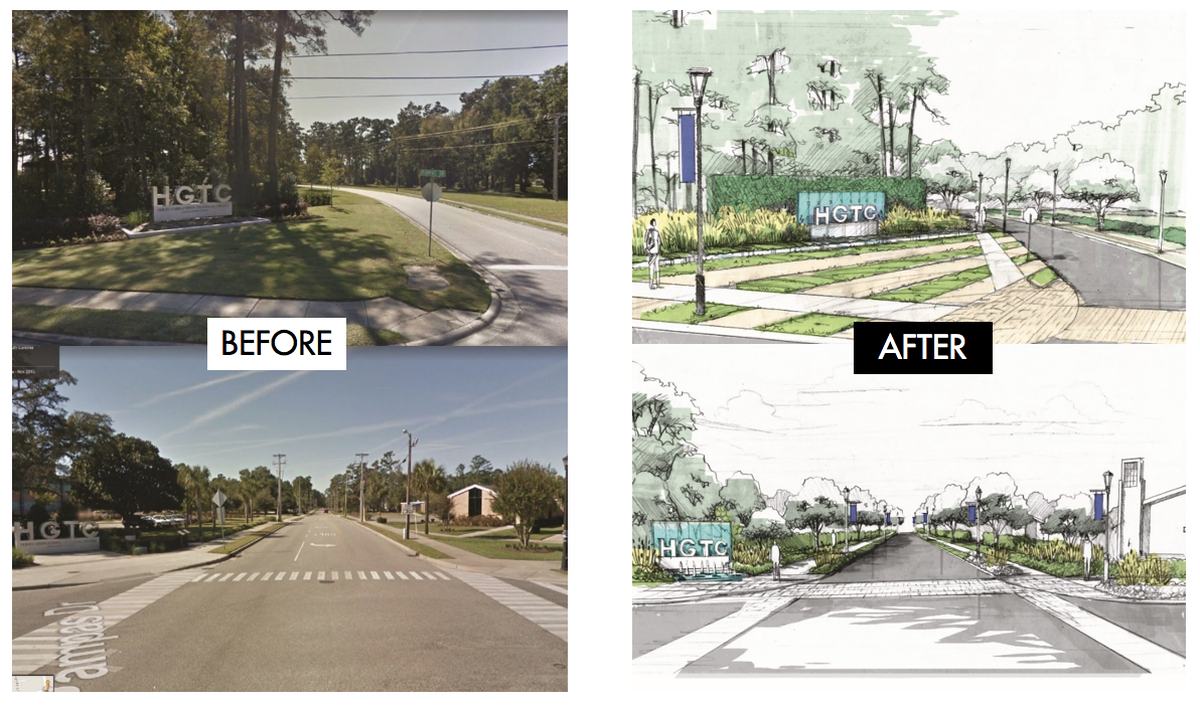 Plans to redo the sidewalks at HGTC’s Myrtle Beach campus.