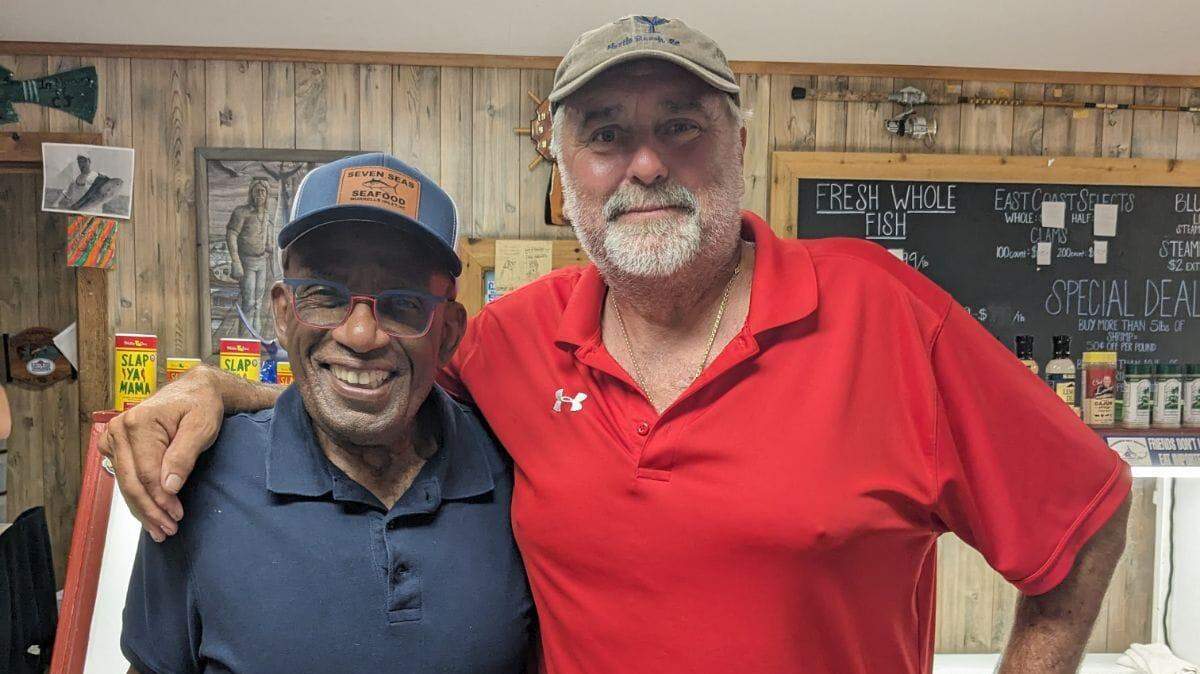 Troy Strickland took a photo of his brother Channing Strickland with TV weatherman Al Roker Monday in Murrells Inlet. Roker has been spotted in several locations along the Grand Strand.