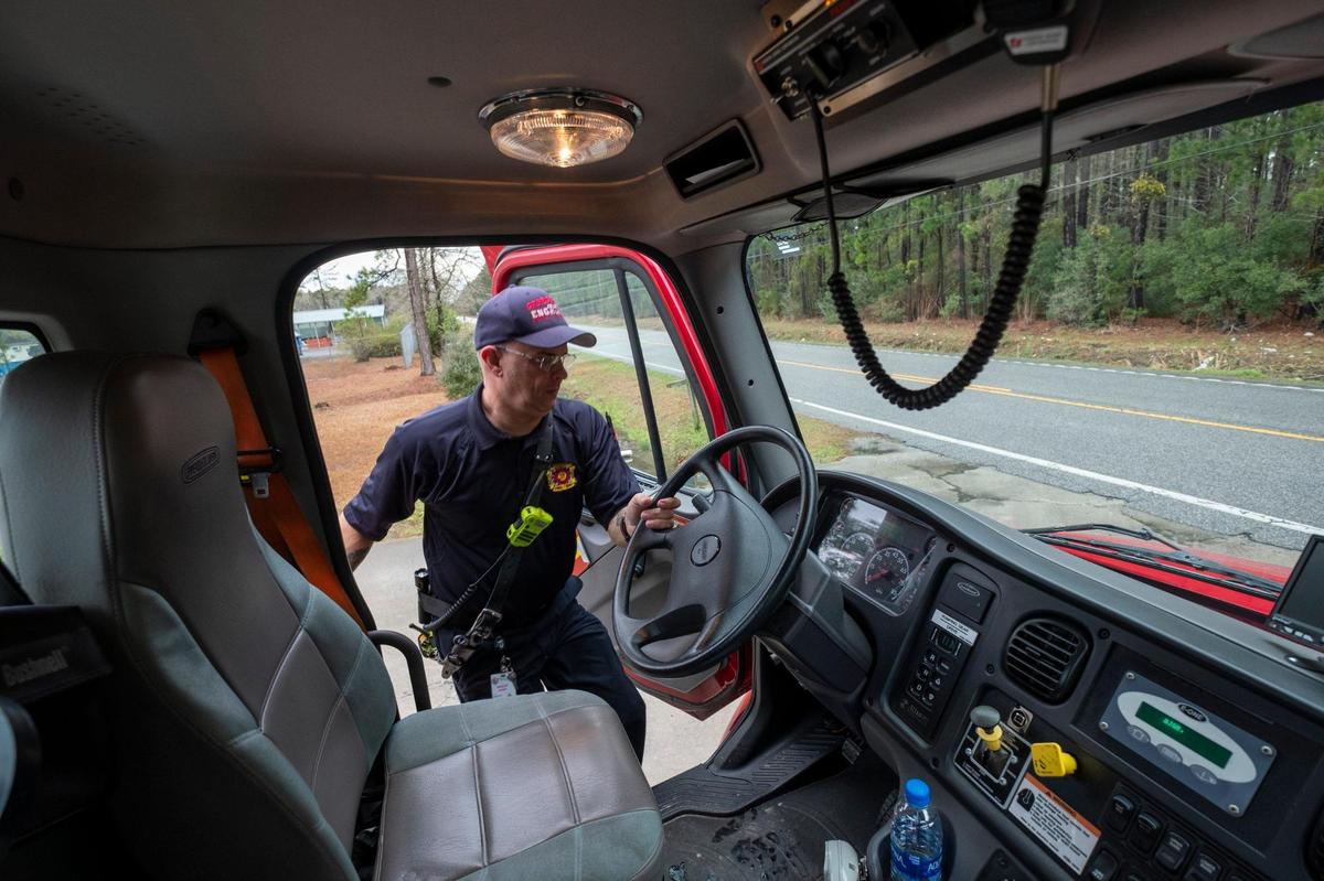 Firefighter Derriel Baxley at the Georgetown County Dunbar station says, “I have the feeling that the only way we will see a major change when it comes down to being by your self is something bad will have to happen, and I don’t want that.” Staffing shortages at Georgetown County Fire have resulted in only having one firefighter per station or truck, well below national safety standards. February 25, 2020.