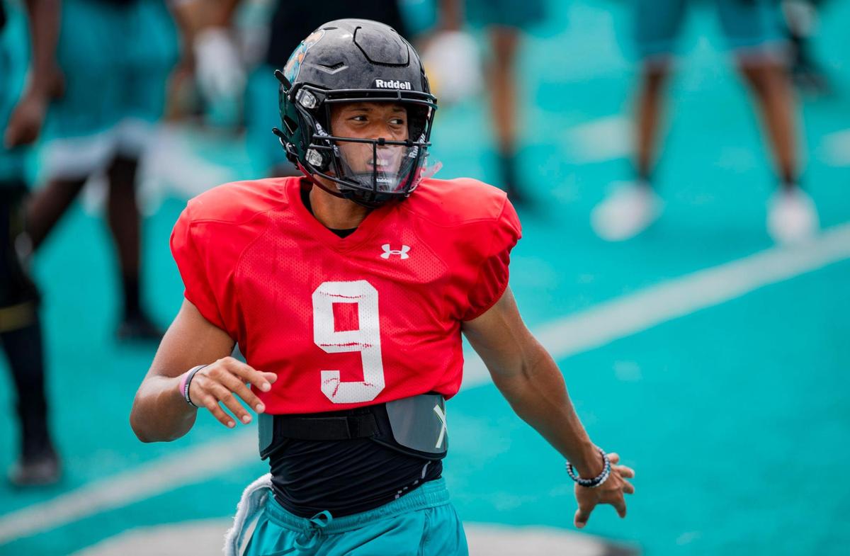 Coastal Carolina junior quarterback Fred Payton stretches during practice at Brooks Stadium Tuesday afternoon. | August 25, 2020