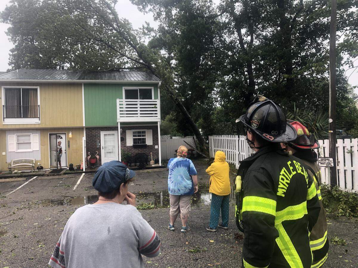 The Myrtle Beach Fire Department was called Thursday morning to Seaside South off 16th Avenue in Myrtle Beach for a tree breaking onto condo roof. The tree didn’t cause any damage, but residents were worried about where the broken tree would go once wind speeds picked up.