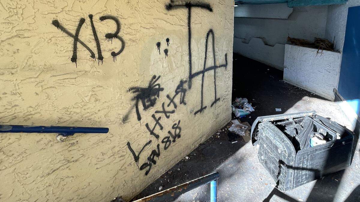 The underground tunnel that you can enter on either side of Ocean Boulevard and 13th Avenue South in Myrtle Beach is currently covered in graffiti and trash. The tunnel, which boasts murals of swimmers and sea life, is owned by Sea Mist Oceanfront Resort. Feb. 15, 2024
