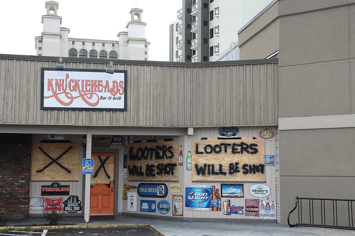 Knuckleheads Bar & Grill sent out a serious message to unwanted attention from looters.Messages were left by business owners on the store fronts along Hwy 17 Business in Myrtle Beach on Thursday, September 13, 2018, as they waited for Hurricane Florence to make landfall.