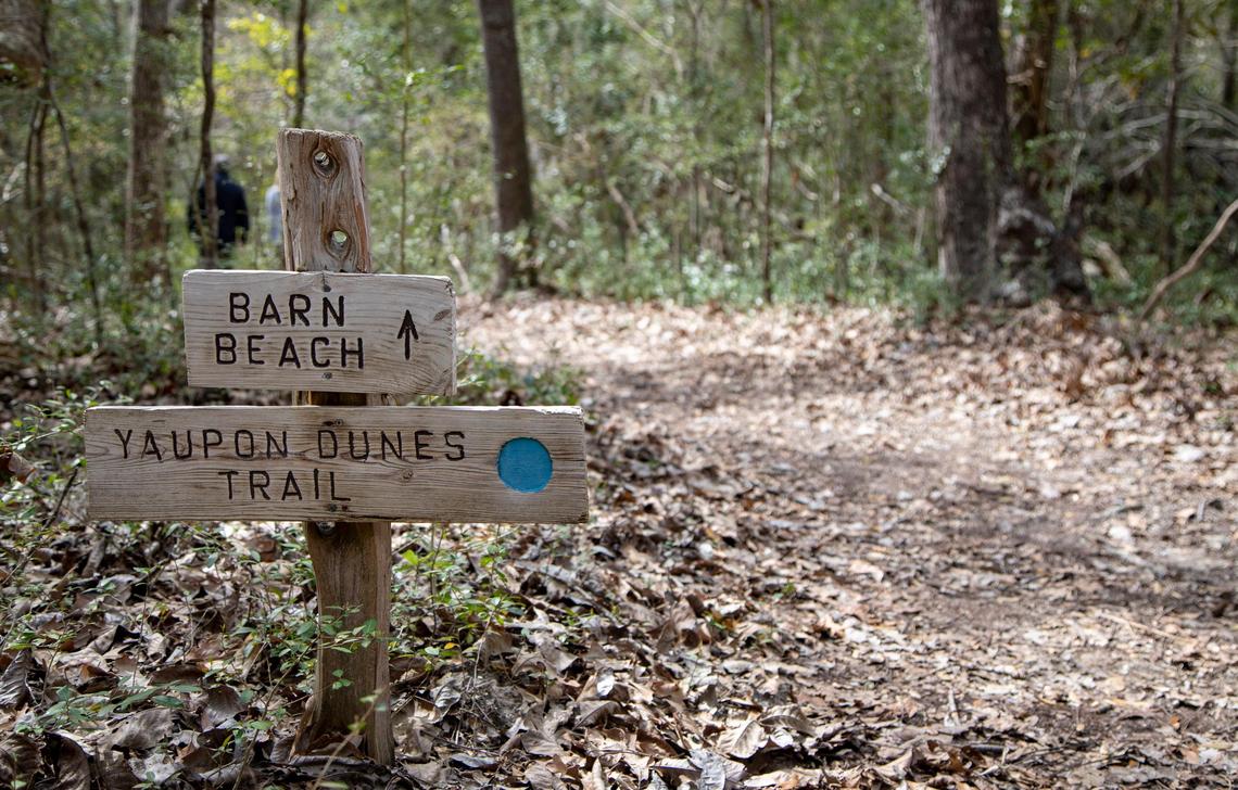 Signs point to the beach and various trails at the Meher Spiritual Center. The center is a 500-acre spiritual retreat along the Atlantic Ocean beatween Myrtle Beach and North Myrtle beach, adjacent to Briarcliffe Acres.