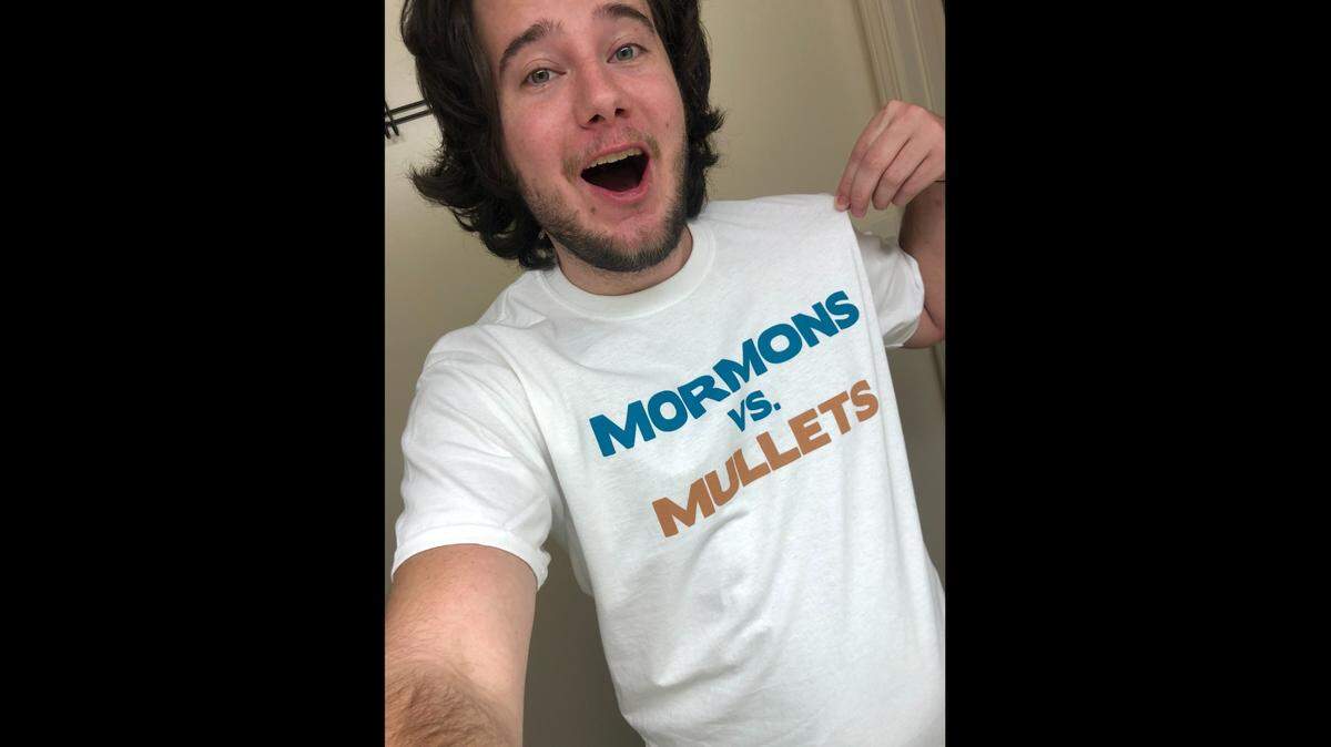 Coastal Carolina student Taylor Diveley was promoting the Mormons vs. Mullets T-shirts on his Twitter account ahead of the BYU-Coastal Carolina football game on Dec. 5.