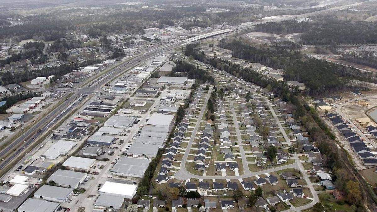 A view of the Palmetto Pointe Boulevard area off U.S. 17 Bypass from the air in March 2015.