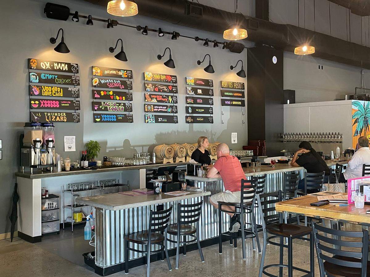 The bar at Voodoo Brewing Company’s new eatery at Broadway at the Beach in Myrtle Beach. Location owner Todd Pinkler said staff painted the signs above the bar to coincide with each beer’s flavor.