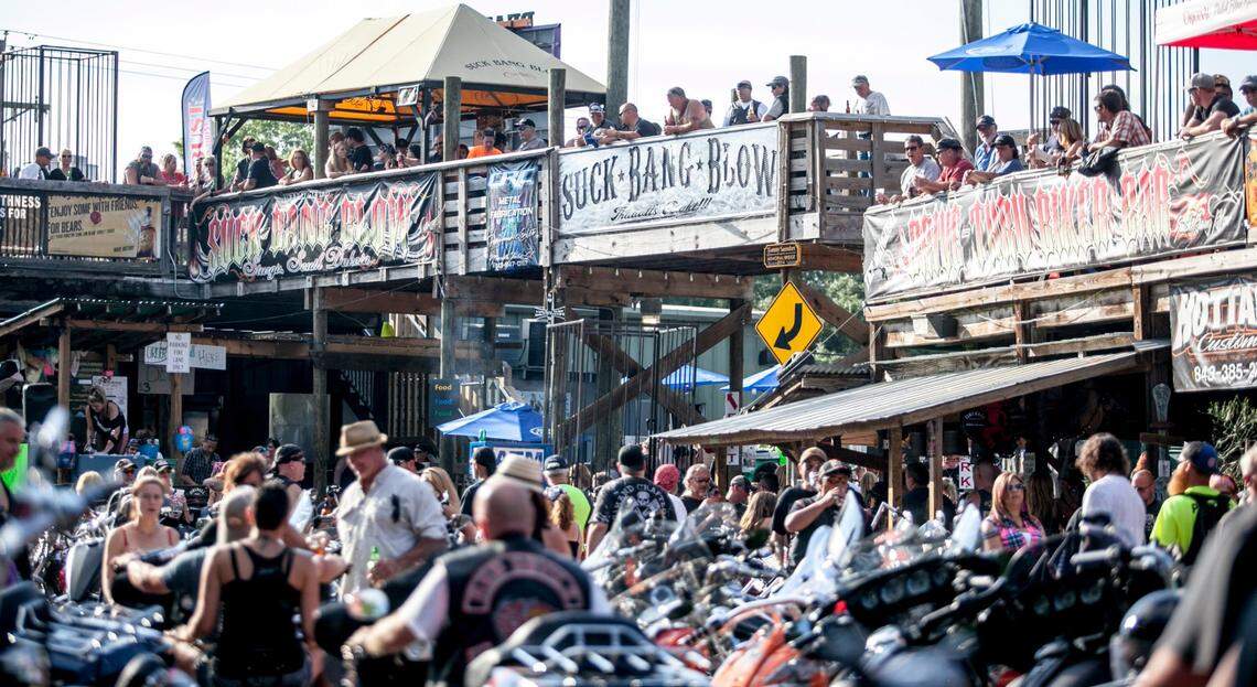 The Myrtle Beach Bike Week Spring Rally continues on Saturday with Bikers flooding Murrells Inlet venues. May, 21 2016.