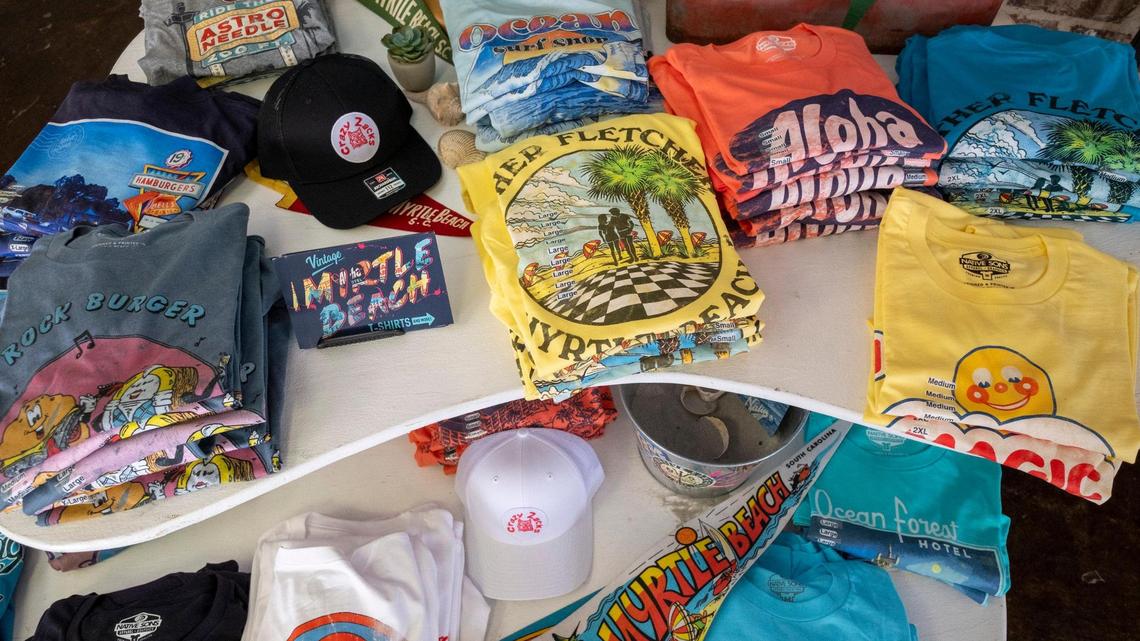 Native Sons apparel printing company has partnered with the Myrtle Beach History Facebook group to recreate past designs of t-shirts from popular Myrtle Beach clubs and attractions from the 1980s and 90s. Dec. 13, 2023.