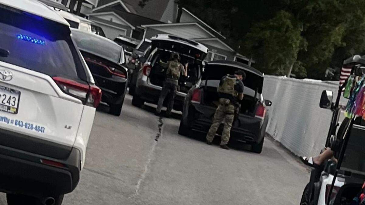 Officers on the scene at Ocean Lakes Family Campground on July 7.