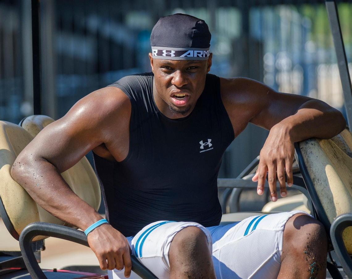 Coastal’s Jeffrey Gunter spoke to the media after practice about his hopes for the upcoming season. Coastal Carolina Football practices and conducts media intereviews. Aug. 11, 2021.