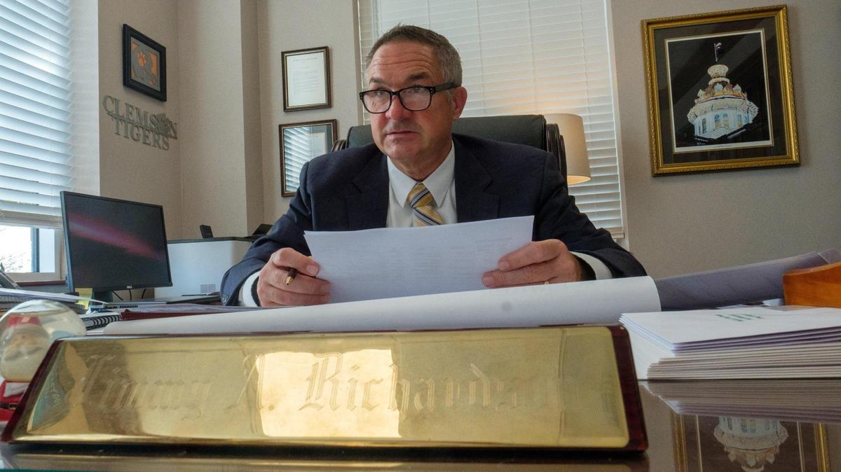 Jimmy Richardson, the 15th Judicial Circuit solicitor, discusses his outstanding cases and why some cases take longer to clear in his office at the Horry County Judicial and Administration Complex. Dec. 18, 2024.
