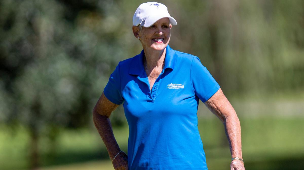 Bobbie Callaway watches as her playing partner putts on the green at the Heritage Club in Pawleys Island. Callaway met her husband Hugh Edwards at the PlayGolfMyrtleBeach.com World Amateur Handicap Championship in 1990, married in 1992 and have returned to the tournament nearly 25 times since.
