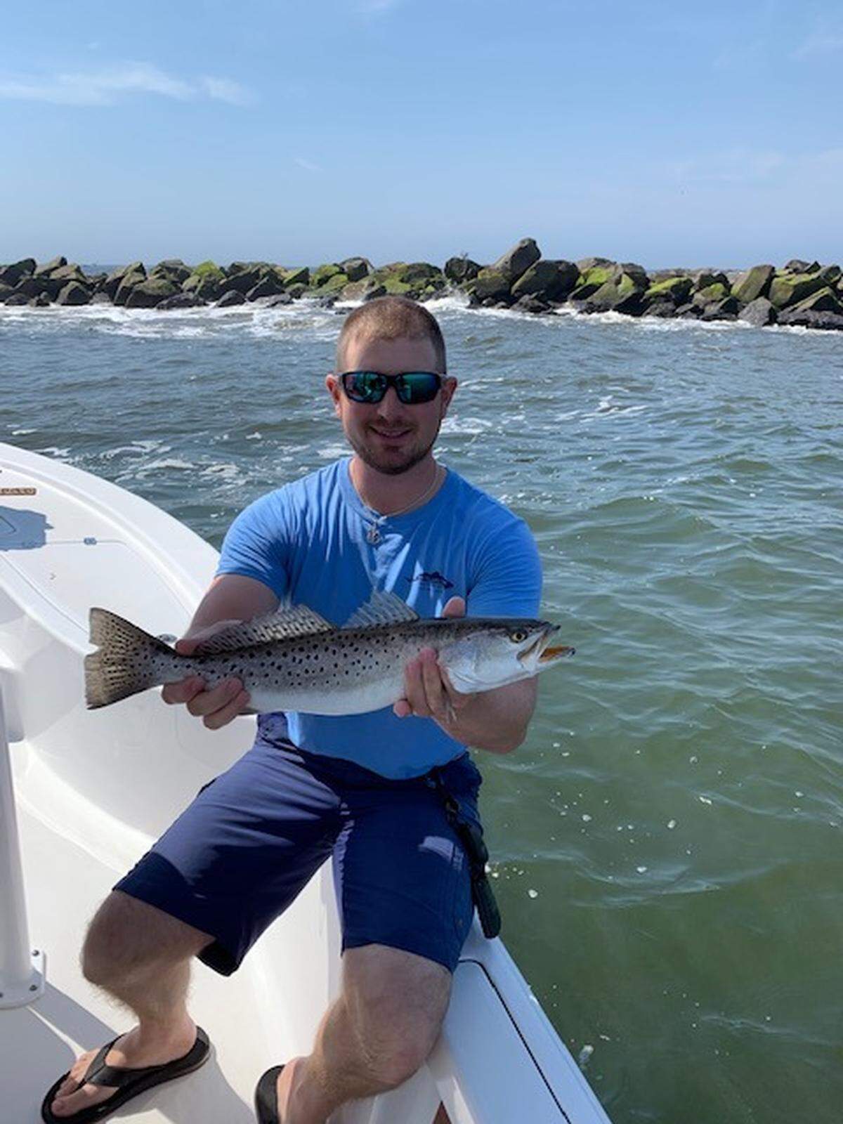 Capt. Chris Ossman of Fine Catch Fishing Charters hit the jetties and the creeks in Little River on Thursday and found spotted seatrout in both areas.