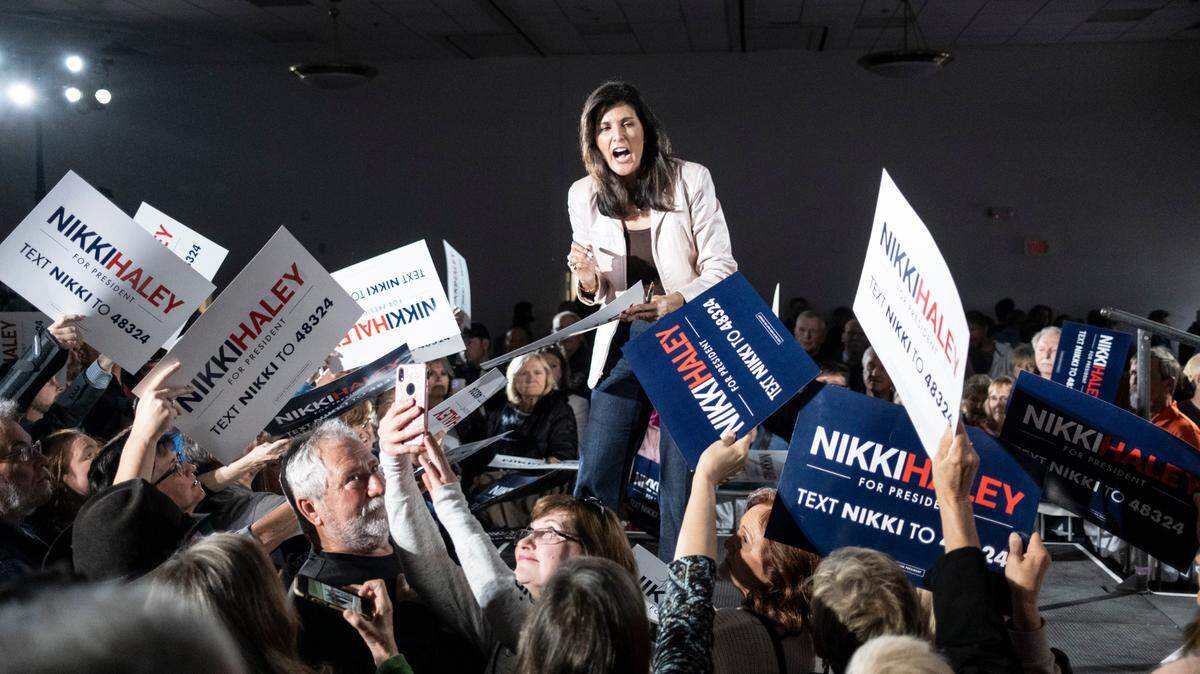 Former South Carolina governor Nikki Haley signed autographs and rallied with supporters on March 13, 2023 at Horry-Georgetown Technical College in Myrtle Beach, S.C. as she seeks the Republican nomination for president in 2024. March 13, 2023.