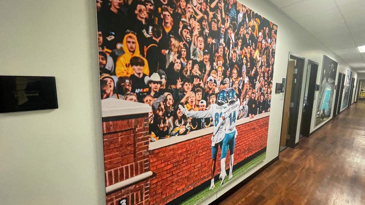 CCU wide receiver Jameson Tucker and now USC wide receiver Jared Brown celebrated a touchdown against Appalachian State during the two schools’ 2023 rivalry game. At the same time, some Mountaineer fans responded with obscene gestures. There’s a photo of the incident in the Marrio & Josh Norman Field House at Coastal Carolina.