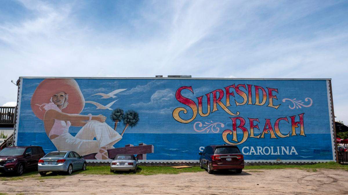 A mural on the side of a building off Surfside Drive in the town of Surfside Beach, S.C. was painted by Tommy Simpson.