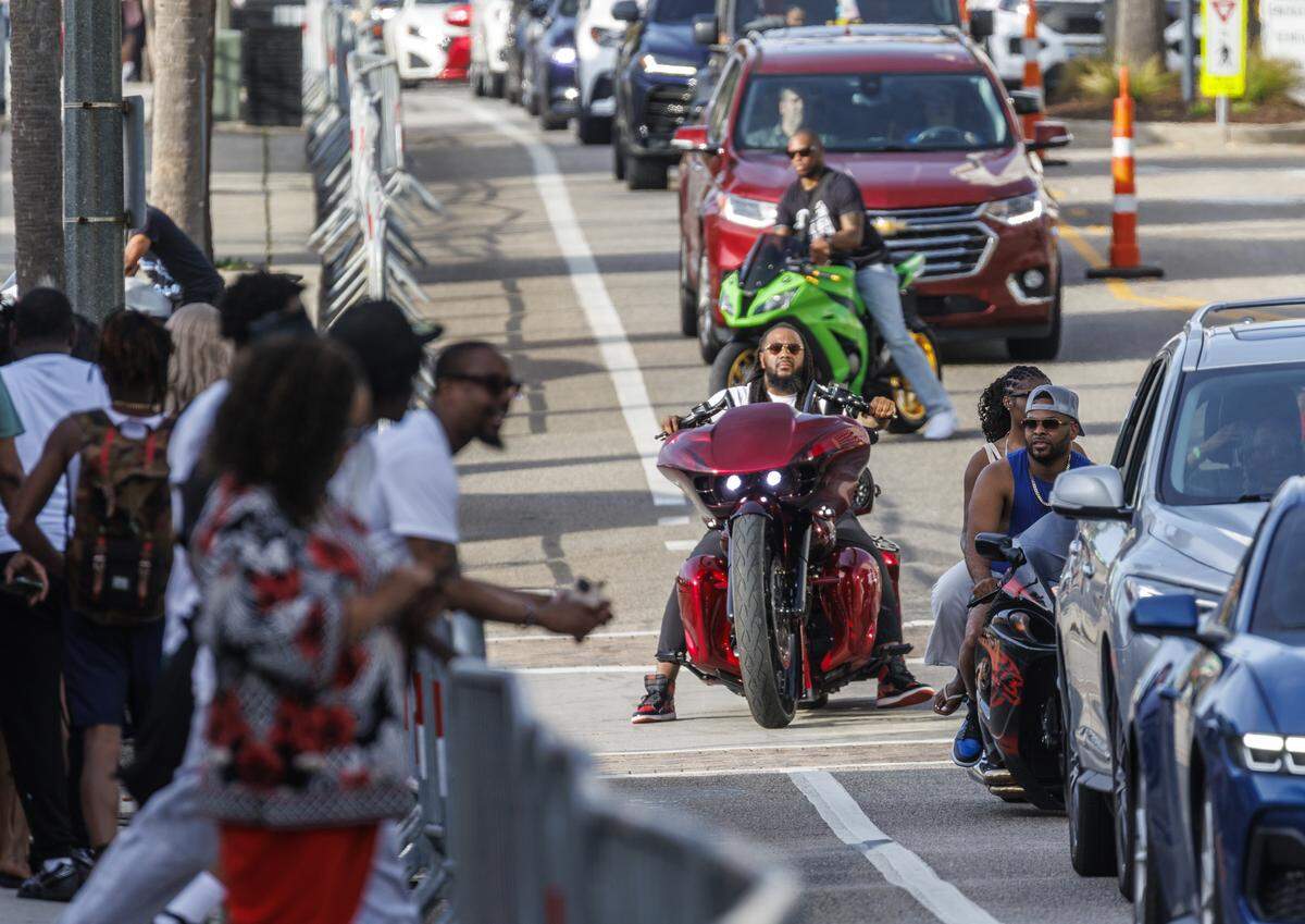 Bikers combined with tourists along the Grand Strand on Friday as Atlantic Beach Bike Fest and the first tourist weekend of the season began on May 22, 2026.