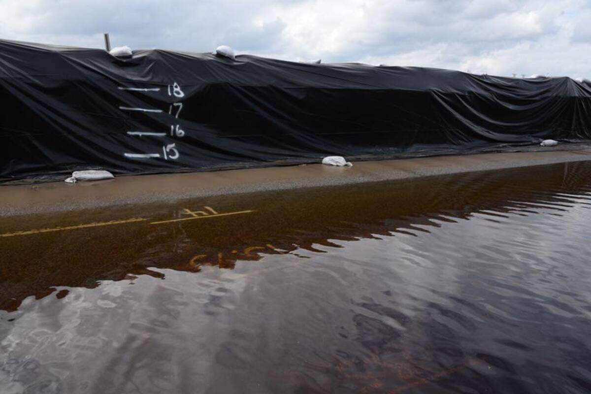 A metric to see how high water pools up on U.S. 501 Bypass.