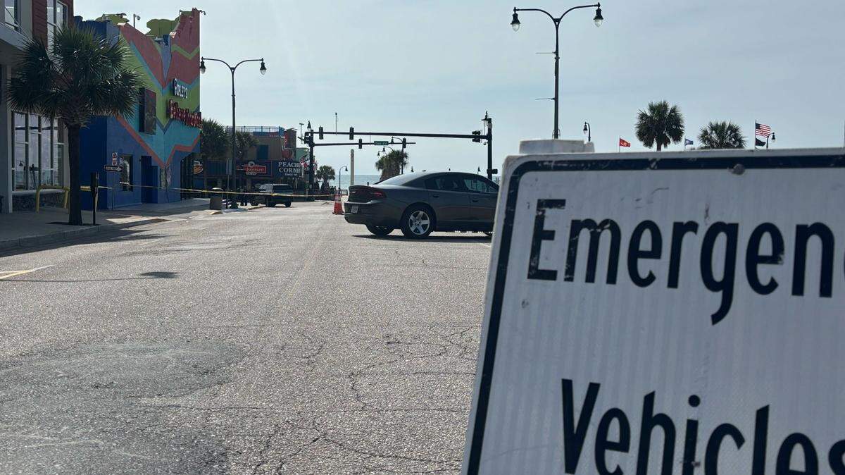 Police closed off the main drag the morning after the April 26 shooting where an 18 year old was killed and 11 other people were injured. April 27, 2025