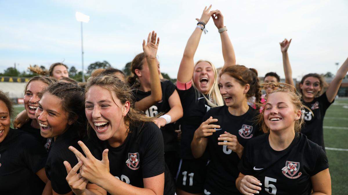 Waccamaw players celebrate their win in the SCHSL Class 3A girls state title game.