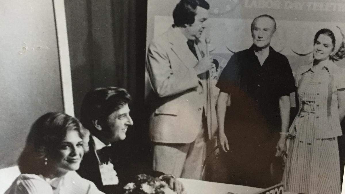 Diane DeVaughn (left) and Doug Williams watch from their table during a Jerry Lewis Labor Day Telethon in the 1970s for a local tie-in at WBTW-TV 13 as Jim Griffin interviews the late U.S. Sen. Strom Thurmond and wife Nancy Thurmond.