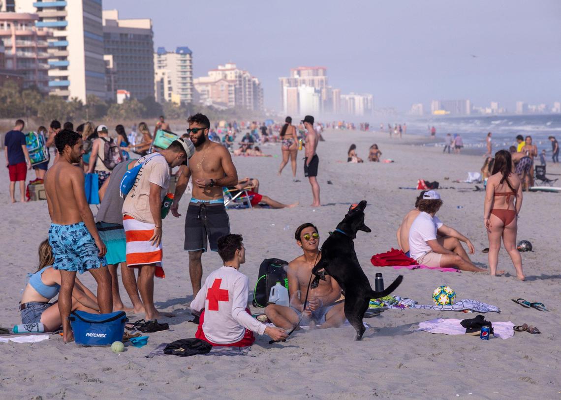 With government officials warning people to take caution and self quarantine, over a hundred college students were partying on 65th Avenue North in Myrtle Beach on Thursday. March 19, 2020.