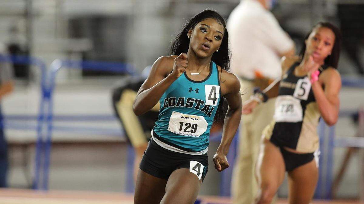 Coastal Carolina freshman Jermaisha Arnold tries to qualify Saturday for the NCAA championships.