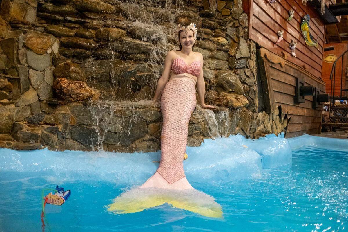 Haley the mermaid performs at Pirate’s Table Calabash Seafood Buffet. In addition to working as a professional performer at the restaurant and children’s events, she makes tails and other mermaid accessories in her home studio. The mermaid has over two million TikTok followers June 28, 2023.
