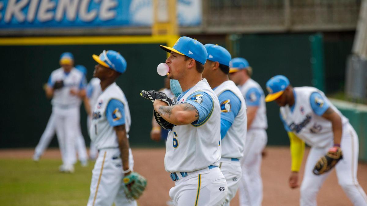 The Myrtle Beach Pelicans practice in advance of the season opener. April 5, 2022. April 05, 2022.