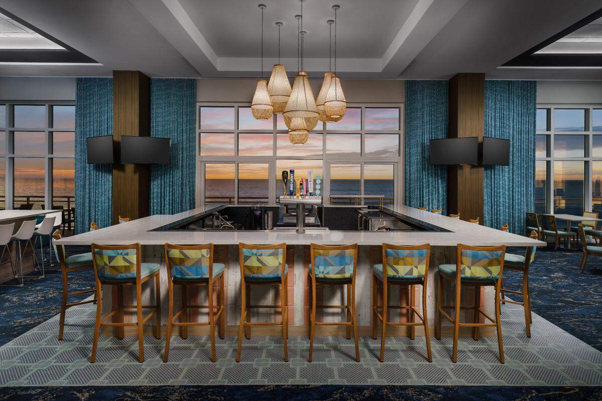 The bar at the new Homewood Suites by Hilton Myrtle Beach Oceanfront on Ocean Boulevard.