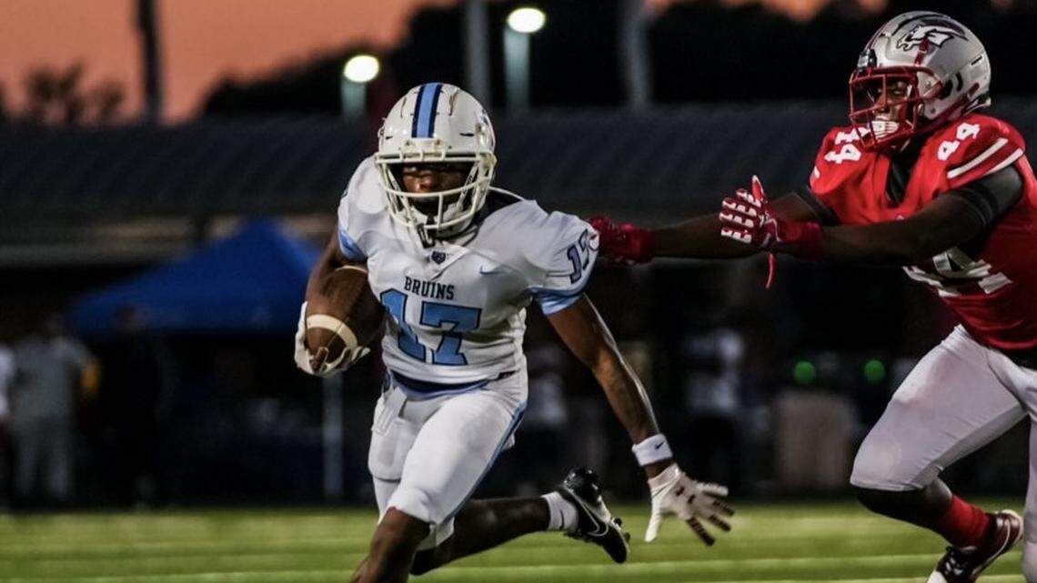 South Florence High School’s Jayden Sellers runs with the football. The junior recently committed to the University of South Carolina.