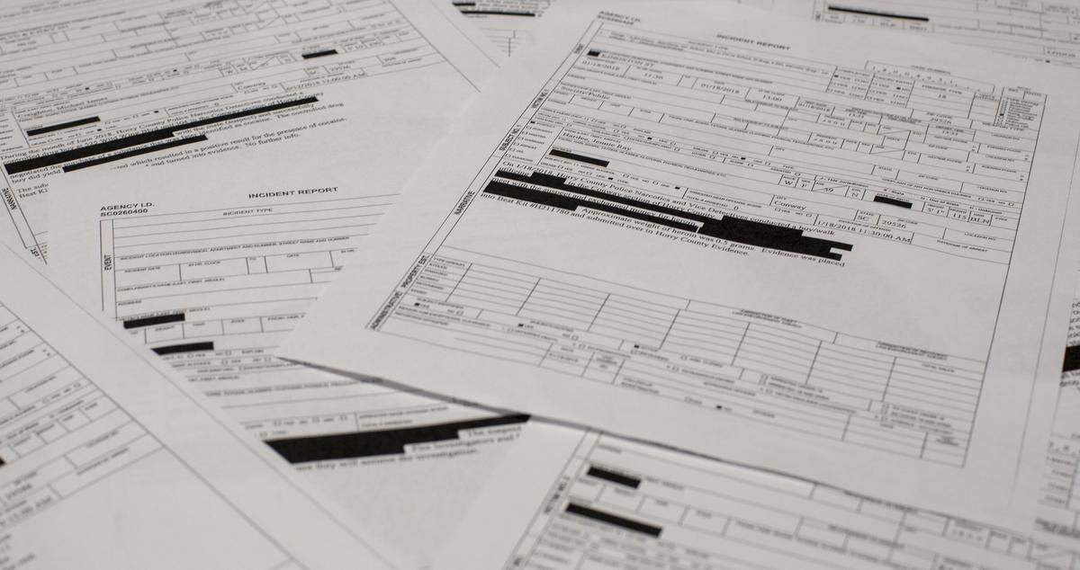Horry County Police reports are often filled with redactions.