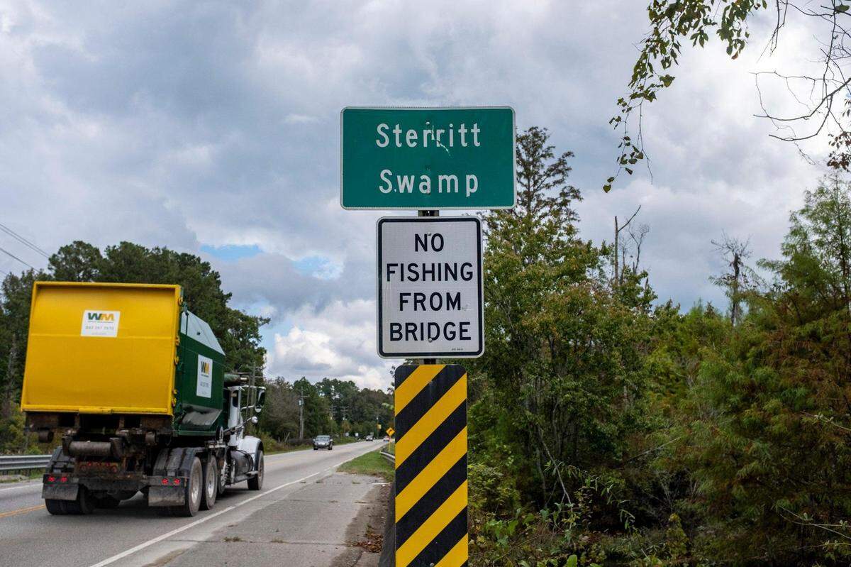 Garbage trucks travel back and forth across Sterritt Swamp to the landfill facility on S.C. 90. South Carolina Highway 90. October 12, 2020.