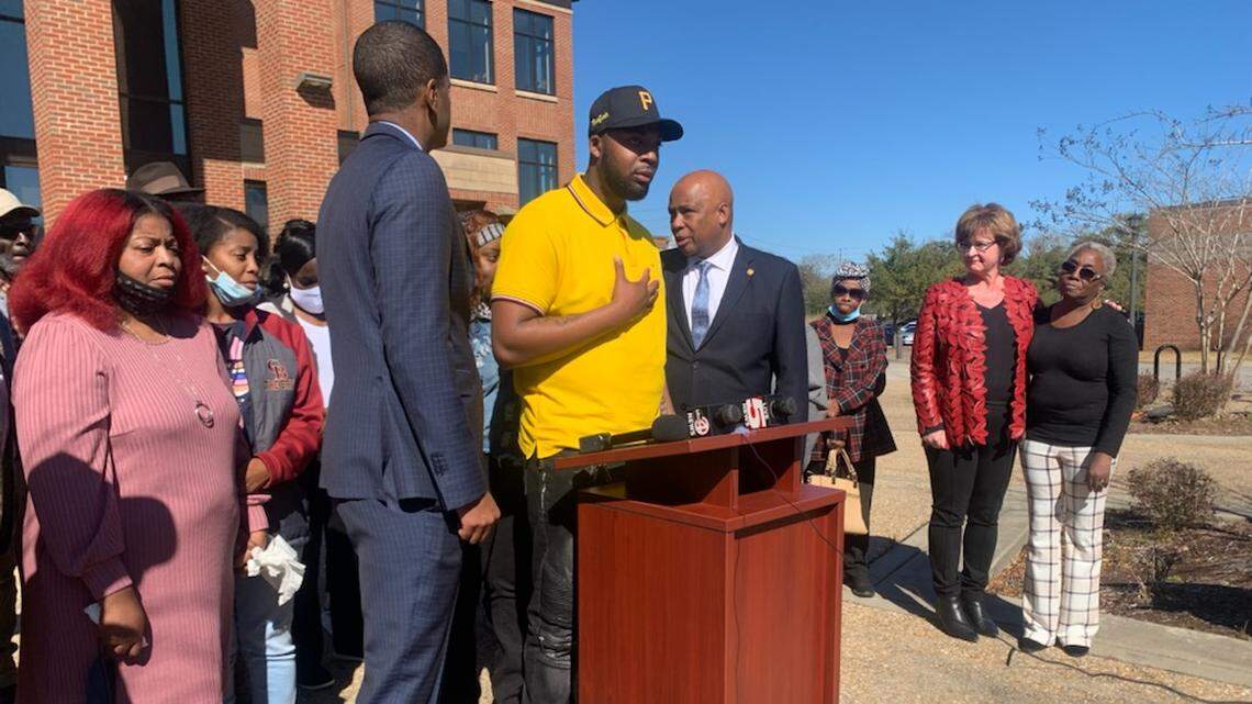 Attorneys and family members spoke during a news conference about a recent incident in which a Hemingway police officer shot and killed a man, Robert Langley, in Georgetown County. It was held at the Georgetown County Courthouse.