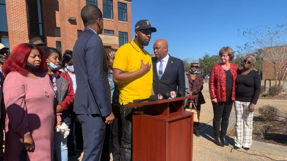 Attorneys and family members spoke during a news conference about a recent incident in which a Hemingway police officer shot and killed a man, Robert Langley, in Georgetown County. It was held at the Georgetown County Courthouse.
