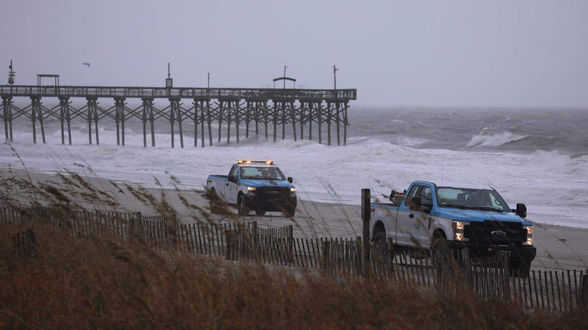 Myrtle Beach is seen at Pier 14 Tuesday. The city has issued a double-red flag for the beaches. Horry County is under a tornado watch from the severe thunderstorm that is bringing heavy rain and strong winds in the Myrtle Beach area. Jan. 9, 2024