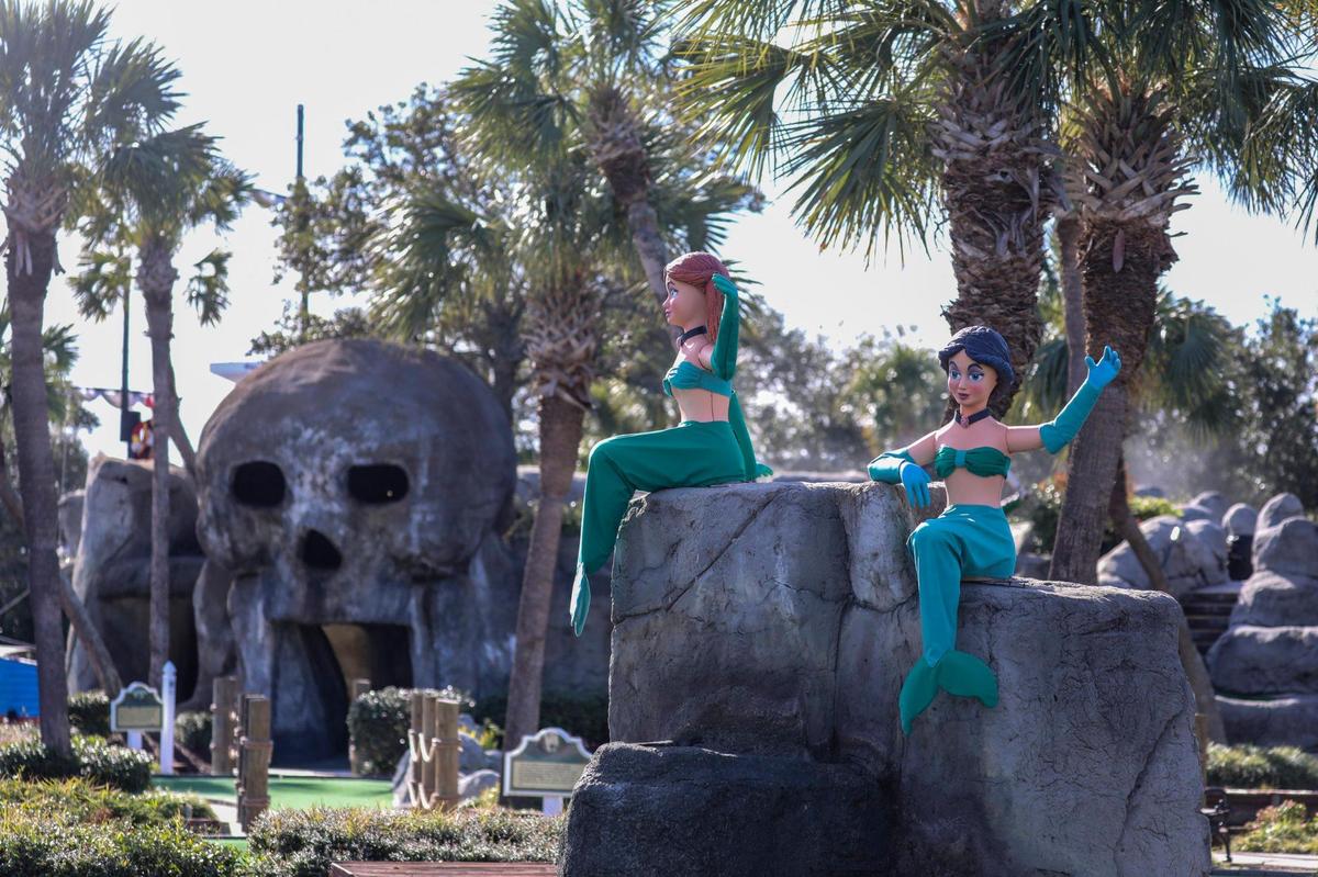 Captain Hook’s Adventure Golf in downtown Myrtle Beach, S.C. Dozens of popular mini-golf courses provide a variety of opportunities for play. December 1, 2022.