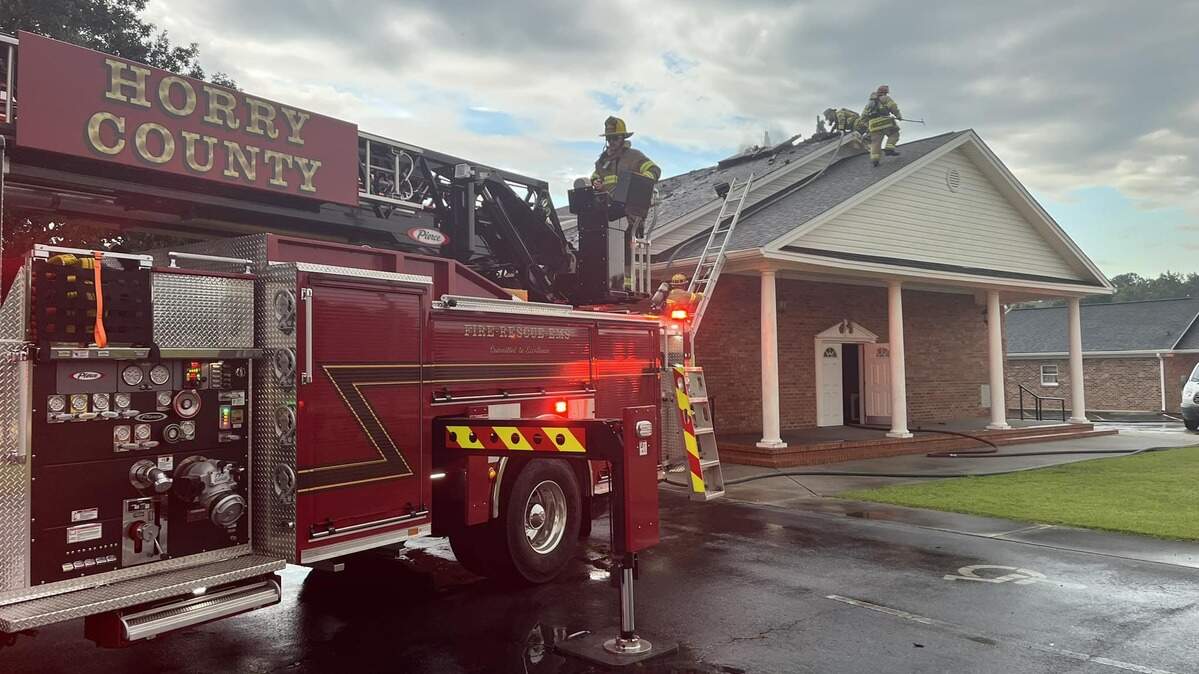 Horry County Fire Rescue responded to a fire at a Conway church that was caused by a lightning strike Tuesday, July 16, 2024.