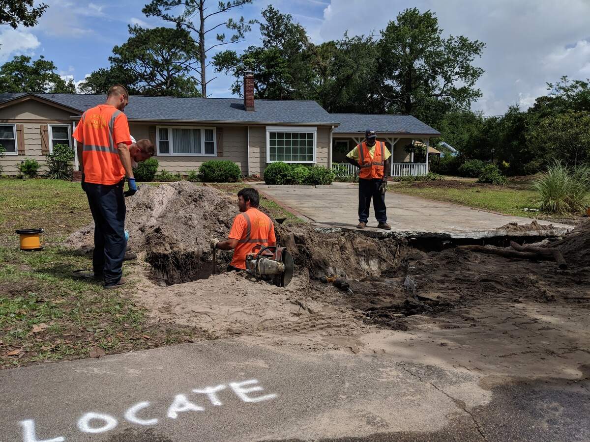 A water main reportedly broken at 45th and Camillia in Old Pine Lakes