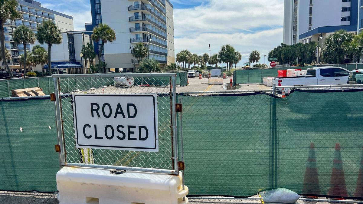 Construction has begun on an ocean outfall project at 24th Avenue North in Myrtle Beach, SC. The project, which closes beach access at that location, is supposed to redirect storm water off shore and improve water quality of the beach front. Sept. 9, 2024.