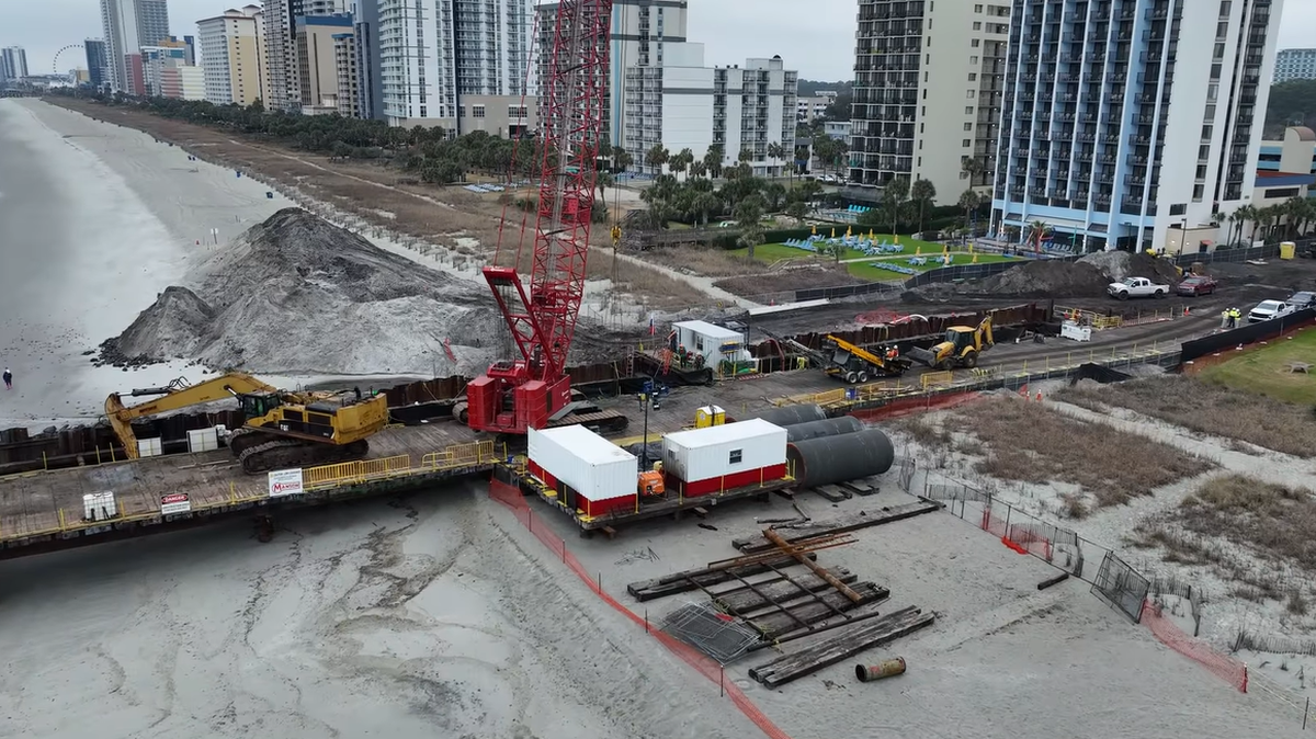 Construction at the 24th Avenue North beach access has left the beach area closed since late 2024. It’s expected to reopen in spring 2026.
