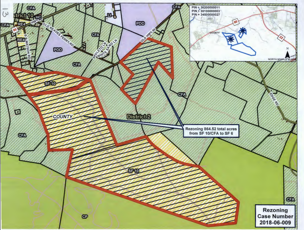 A map of the are of Old Highway 90 where a housing complex could go.