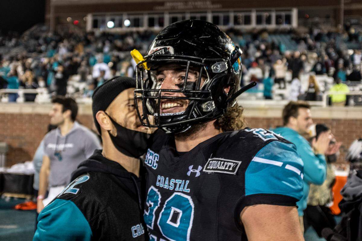 Coastal Carolina fifth-year senior linebacker Silas Kelly after CCU defeated BYU 22-17 Saturday at Brooks Stadium to improve to 10-0. December 5, 2020.