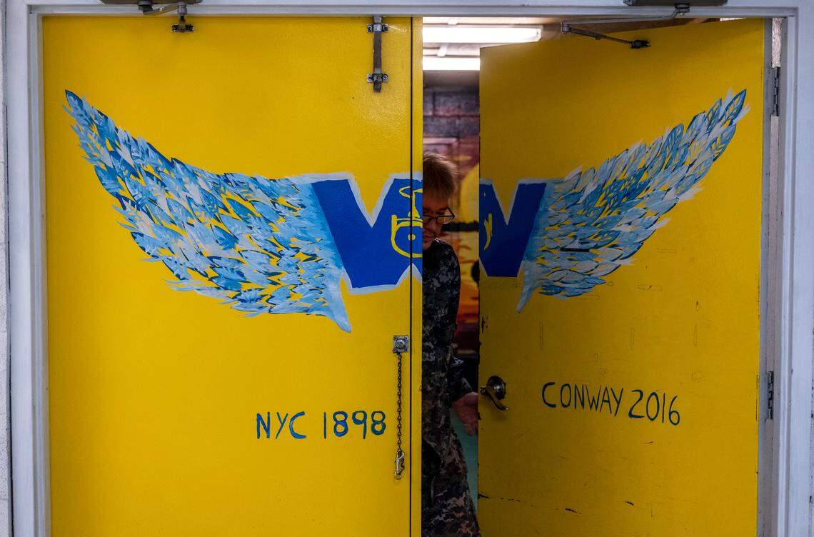 A mural on the door of the Worksman Cycle factory in Conway, S.C. list the dates of operation in their New York and Conway factories. Worksman Cycles, a manufacturer of industrial bicycles and tricycles that are primarily used in large factories was founded in 1898. The company is considered the oldest U.S. made cycle manufacturer. Factory operations moved from New York City to Conway, S.C. in 2016. March 7, 2023.