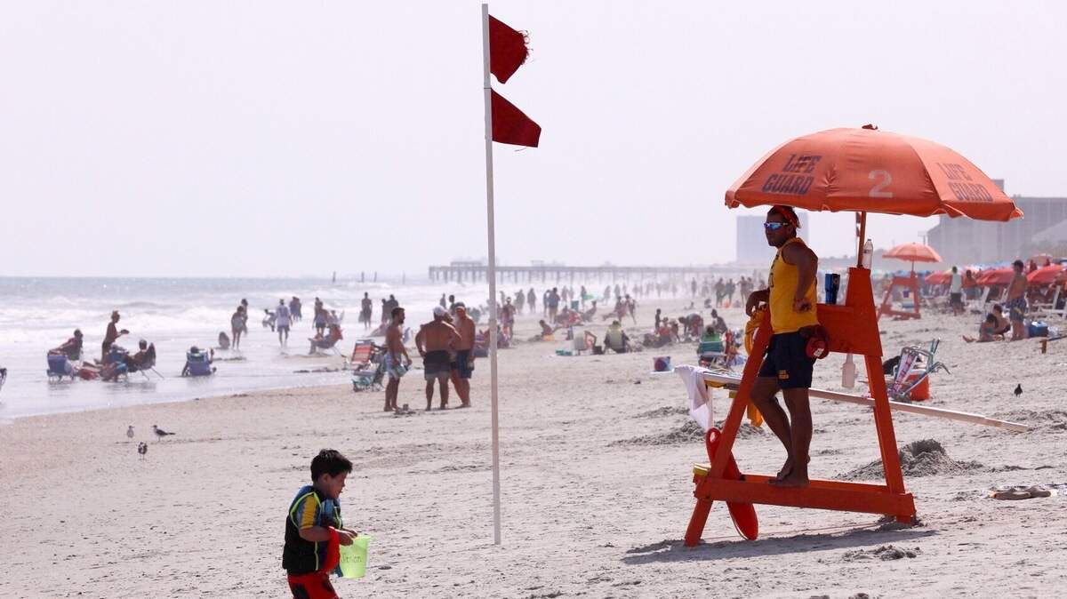 The area of beach near 21st Avenue South in Myrtle Beach is closed with double red flags after a reported drowning.