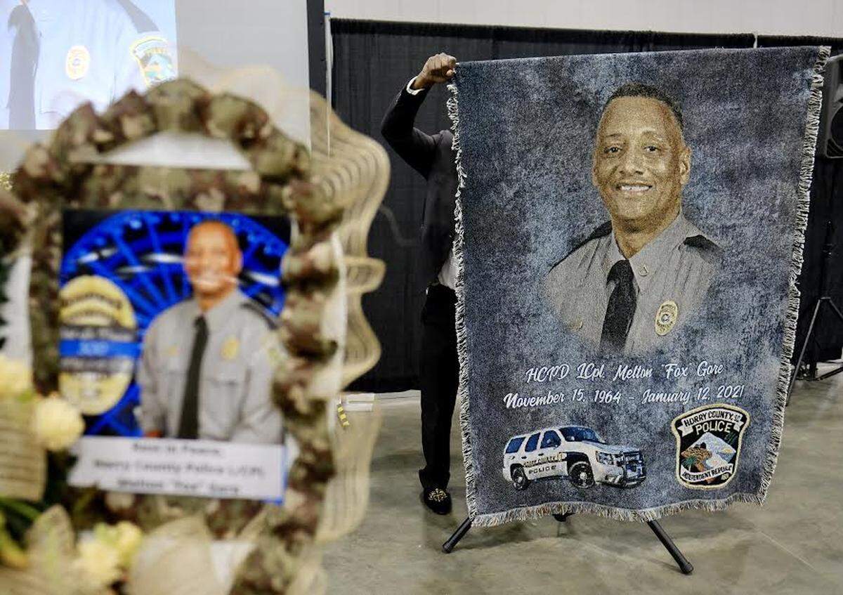 A funeral for Horry County police Lance Cpl. Melton Gore was held on Jan. 20. Gore was killed in the line of duty after being hit by a car on Jan. 12.
