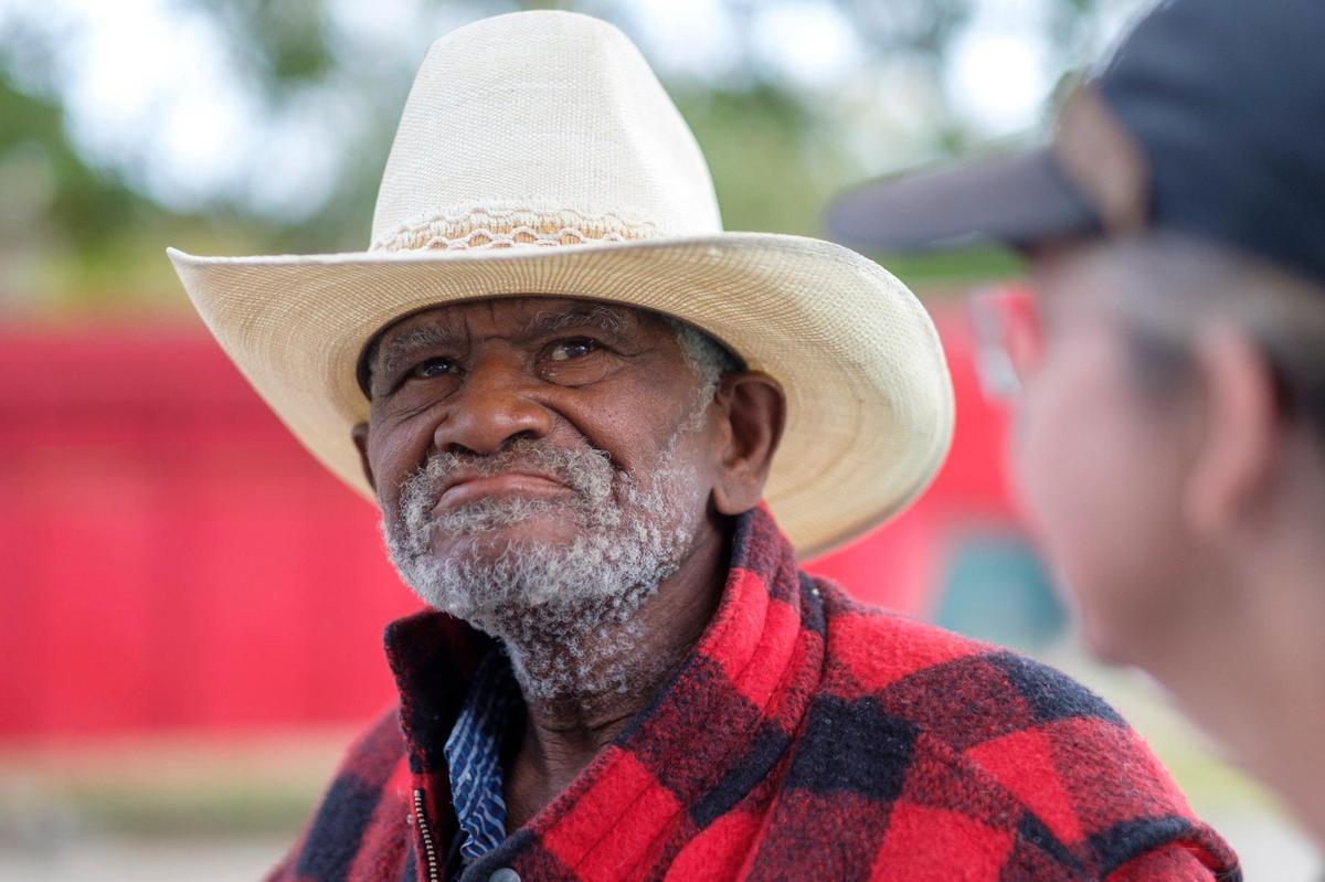 Social worker Lisa Hyatt talks with the Recovery Ranch resident now known to be Willie Jean Caldwell. The formerly unidentified man known as ‘Cowboy’ that has been living at the Recovery Ranch near Loris, S.C since March of 2020 was finally identified last week as 76-year-old Willie Jean Caldwell of Louisiana. Nov. 4, 2021. Hyatt tracked down Caldwell’s birth records and identified family members living in Louisiana and Mississippi. The records should help qualify him for benefits he has been unable to attain for over a decade.