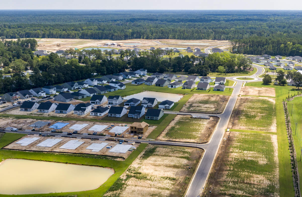New homes off the Highway 90 corridor near Longs in Horry County, SC. New home construction and a growing population are straining area resources. July 9, 2026