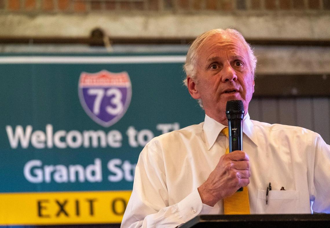 Governor Henry McMaster spoke to supporters and press about the state of the economy and the importance of I-73 at the Myrtle Beach Chamber of Commerce’s Advocacy Council meeting in Myrtle Beach on Monday. April 12, 2021.
